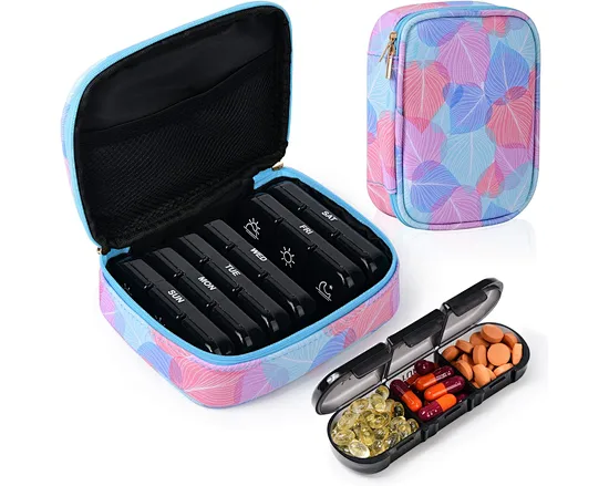 Large Capacity: The daily pill box organizer offers big space to pre-fill and organize your weekly pills, enabling easy tracking and maintenance of your medication plan. Each pill organizer has a large capacity.